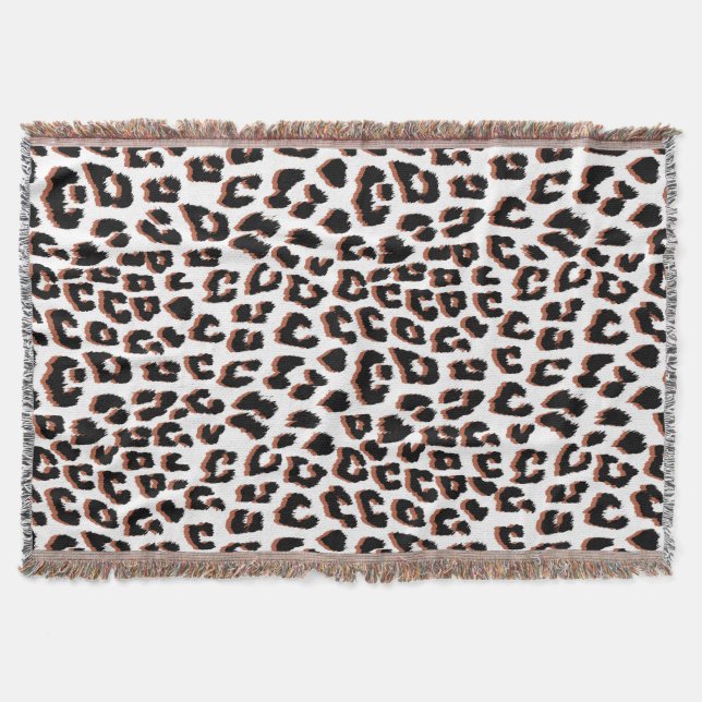 Black Brown and White Leopard Print  Throw Blanket (Front)