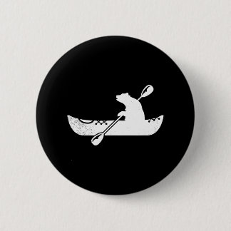 Black Brown Bear Canoeing Kayaker Canoe Kayaking 2 Inch Round Button
