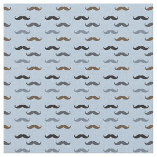 Black Brown Blue Retro Moustaches Fabric