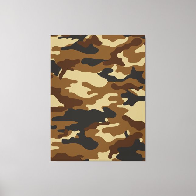 Black, brown camouflage, graphic design 016. canvas print (Front)