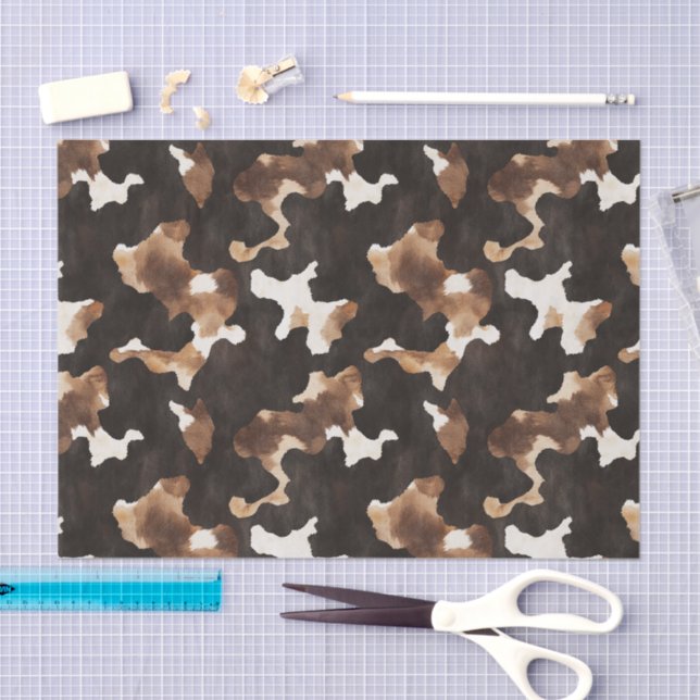 Black Brown Cream Cow Print Birthday Tissue Paper (Craft)