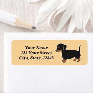 Black Brown Dachshund Cream Return Address Labels