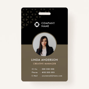 Black Brown Employee Photo ID Abstract Pattern Badge