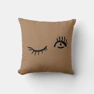 Black & Brown Eye Wink Printed Throw Pillow