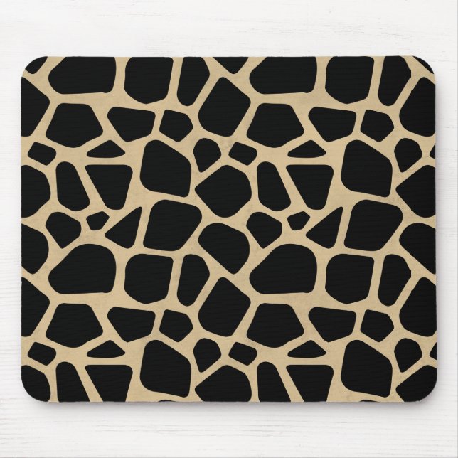 Black Brown Giraffe Print Mouse Pad (Front)