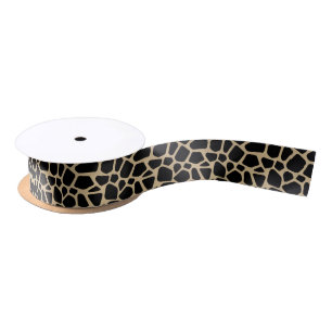 Black Brown Giraffe Print Satin Ribbon