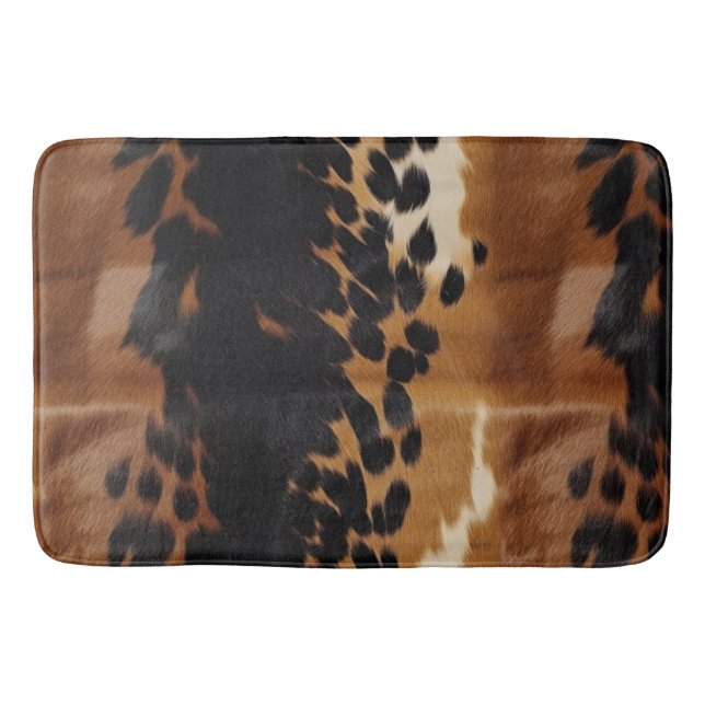 Black Brown Gold Cowhide  Bath Mat (Front)