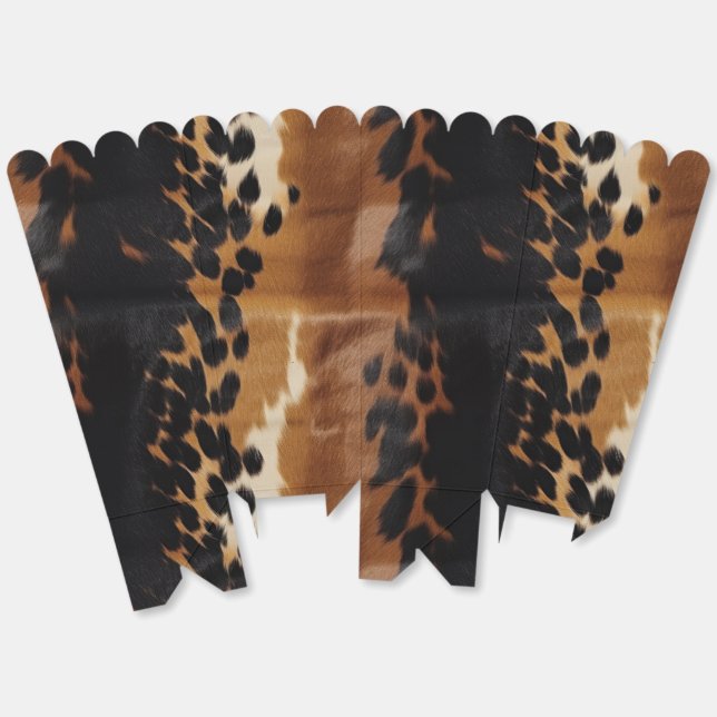 Black Brown Gold Cowhide  Favor Box (Unfolded)