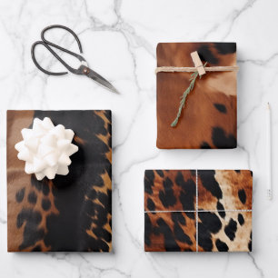 Black Brown Gold Cowhide Wrapping Paper Sheet