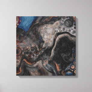 Black, Brown, Grey and Blue Abstract Modern Canvas Print