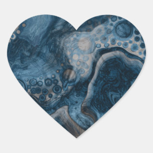 Black, Brown, Grey and Blue Abstract Modern  Heart Sticker