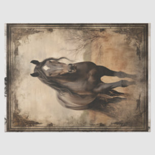 Black Brown Horse Decoupage Tissue Paper