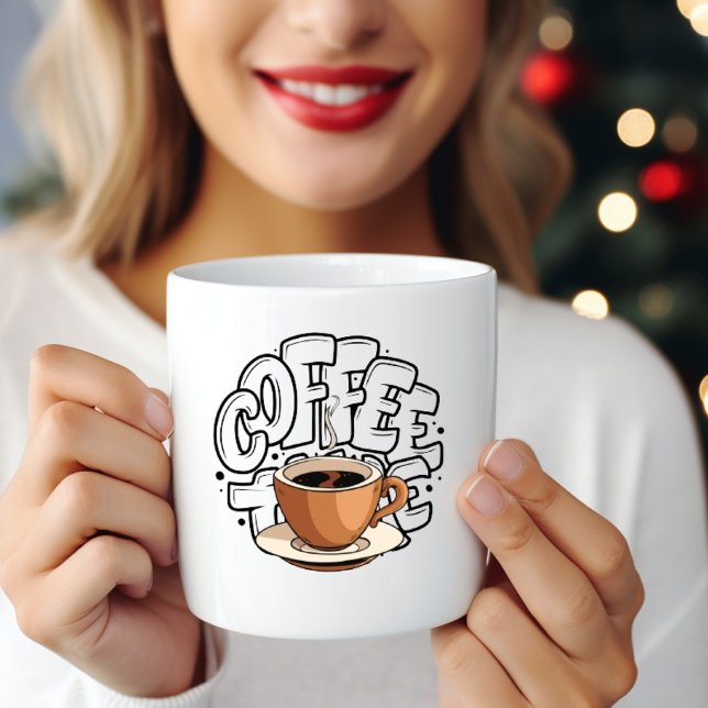 Black Brown Illustration café Mug (Créateur téléchargé)