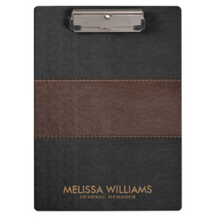 Black & Brown Leather Stitches Effect Clipboard