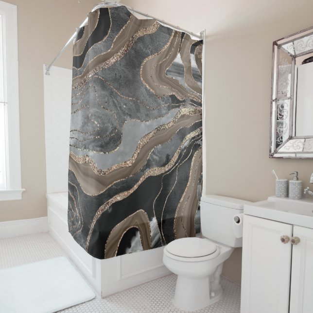 Black Brown Marble Agate Gold Glitter Glam #1  (In Situ)