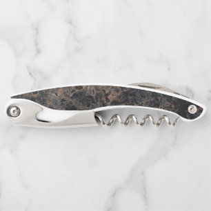 Black Brown Marble Pattern Elegant Corkscrew