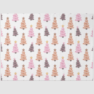 Black Brown Pink Christmas Trees White Christmas Tissue Paper