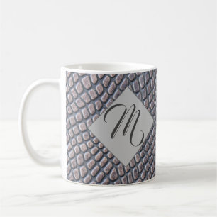 Black & Brown Snakeskin Look Personalized Initial Coffee Mug