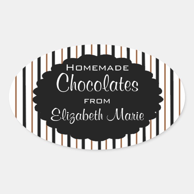 Black & Brown Stripes-Homemade Oval Sticker (Front)