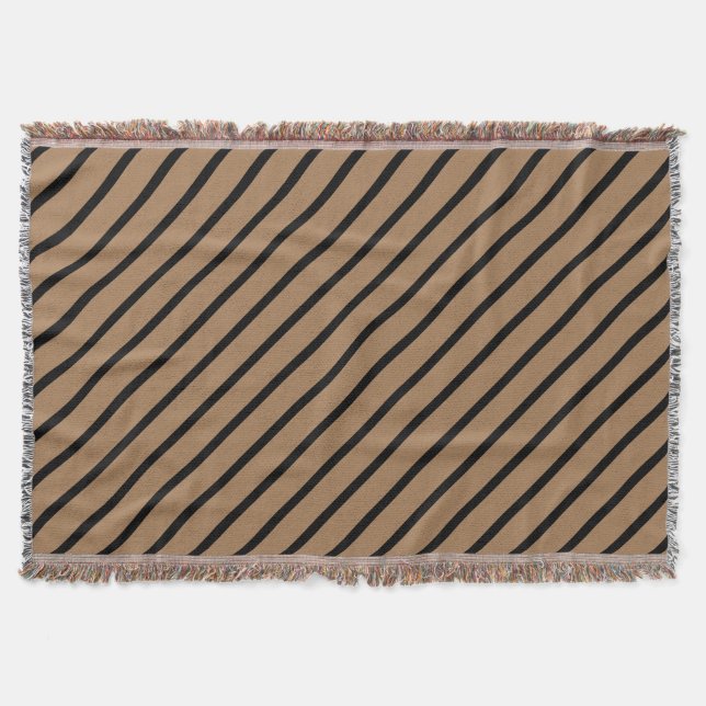 Black Brown Stripes Throw Blanket (Front)