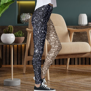 Black Brown Tan Glitter Texture Seamless Pattern Leggings