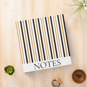Black & Brown Vertical Stripe Elegant Minimalist Binder