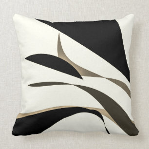 Black Brown Wavy Throw Pillow