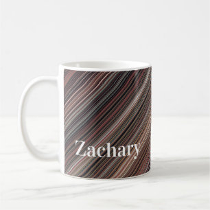 Black, Brown & White Diagonal Stripes Coffee Mug