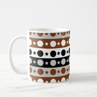 Black Brown White Dots Stars Stripes Design Coffee Mug