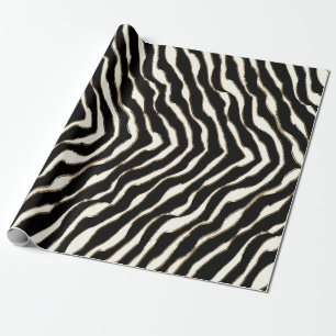 Black Brown & White Zebra Print Gift Wrap