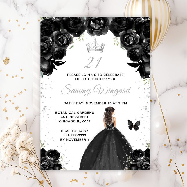 Black Brunette Hair Princess Birthday Party Invitation (Creator Uploaded)