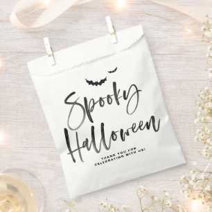 Black Brush Lettering Spooky Halloween  Favour Bag