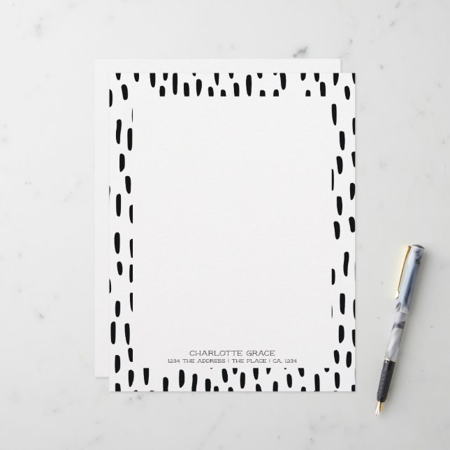 Black Brush Marks Personalized Letterhead (Front/Back In Situ)