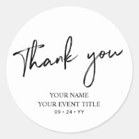 Black Brush Script Birthday Party Thank you Favour