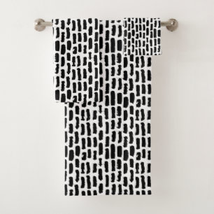 Black Brush Strokes Pattern Bath Towel Set