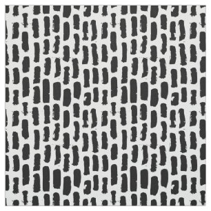 Black Brush Strokes Pattern Fabric