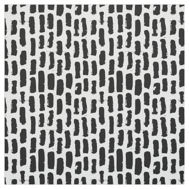 Black Brush Strokes Pattern Fabric (Swatch)