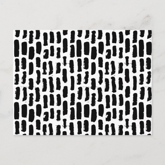 Black Brush Strokes Pattern Holiday Postcard (Front)