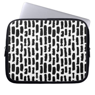 Black Brush Strokes Pattern Laptop Sleeve