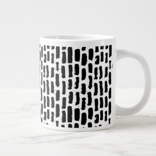 Black Brush Strokes Pattern Large Coffee Mug