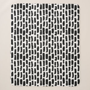 Black Brush Strokes Pattern Sherpa Blanket