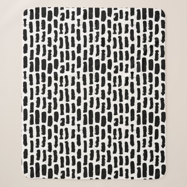 Black Brush Strokes Pattern Sherpa Blanket (Front)