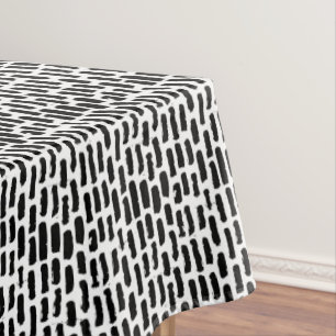 Black Brush Strokes Pattern Tablecloth