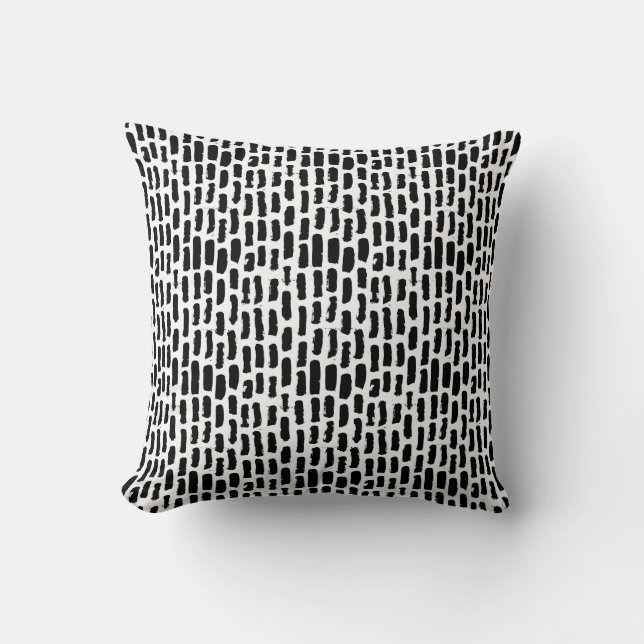 Black Brush Strokes Pattern Throw Pillow (Front)