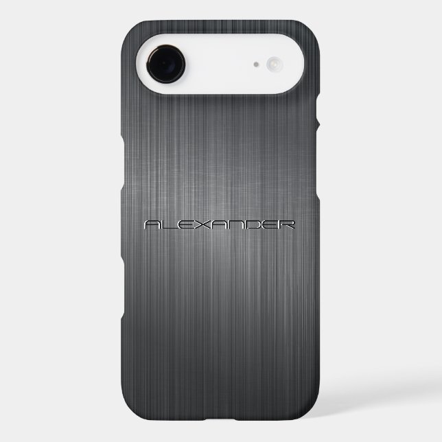 Black Brushed Aluminum Metal Look Pattern Case-Mate iPhone Case (Back)