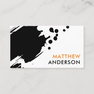 Black brushstroke paint splatter artist & painter business card