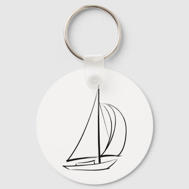 Black Brushstroke Sailboat Keychain (Front)