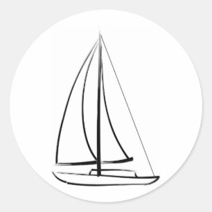 Black Brushstroke Schooner Classic Round Sticker