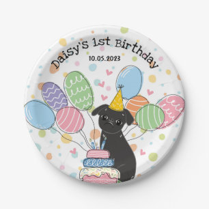 Black Brussels Griffon Dog Birthday Party Paper Plate