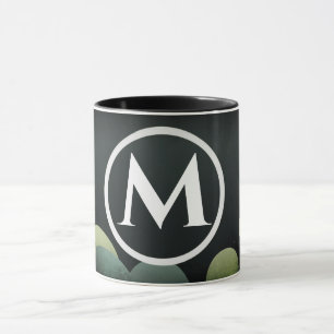 Black Bubble Retro Modern Monogram Letter Mug